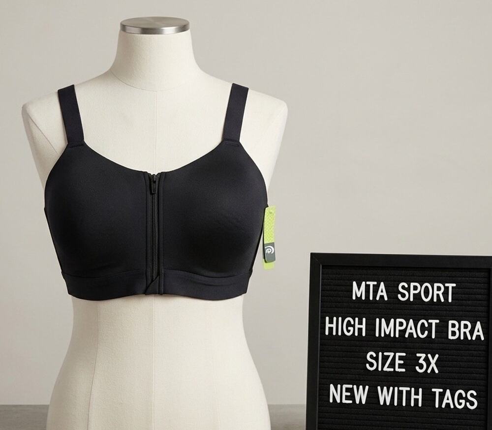 MTA Sport Bra Women's Active Bra NEW High Impact Bra Black Size 3X